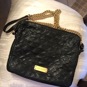 MARC JACOBS Black Leather Quilted Crossbody Bag